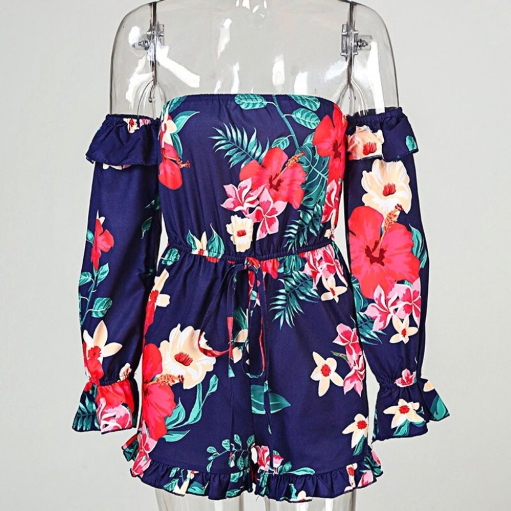 Lillian Blue Ruffle Romper - Picture 4 of 7